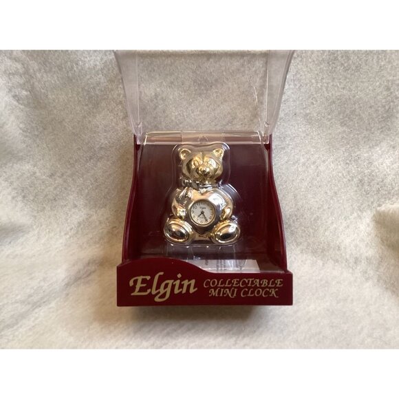 Elgin Collectable Mini Clock Bear Figurine - Picture 2 of 4